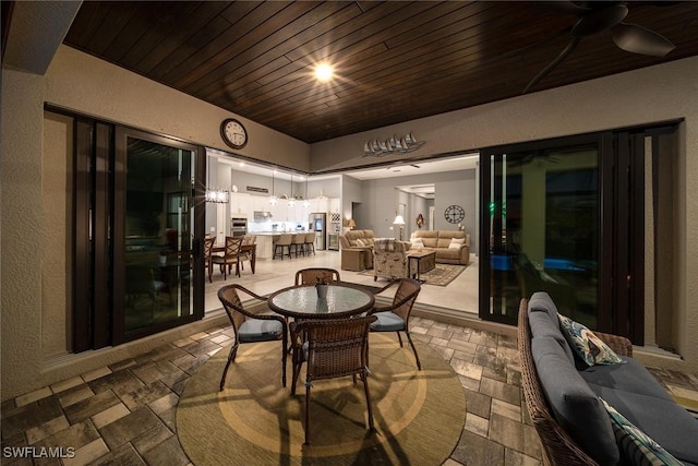 interior space featuring wooden ceiling