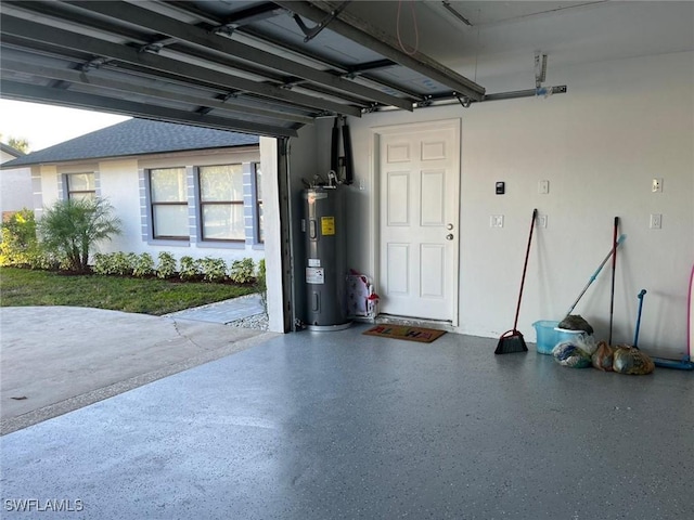 garage with water heater