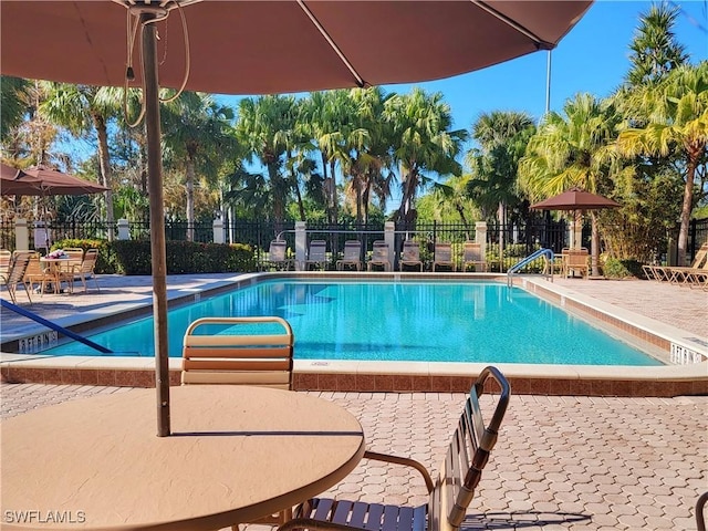 view of pool featuring a patio area