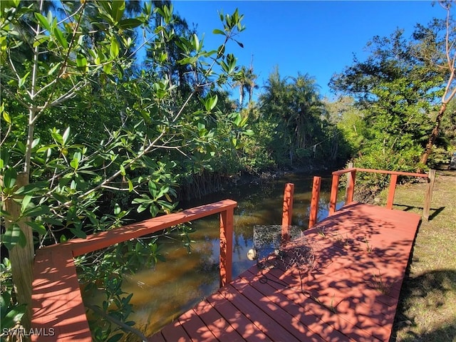 view of dock featuring a water view