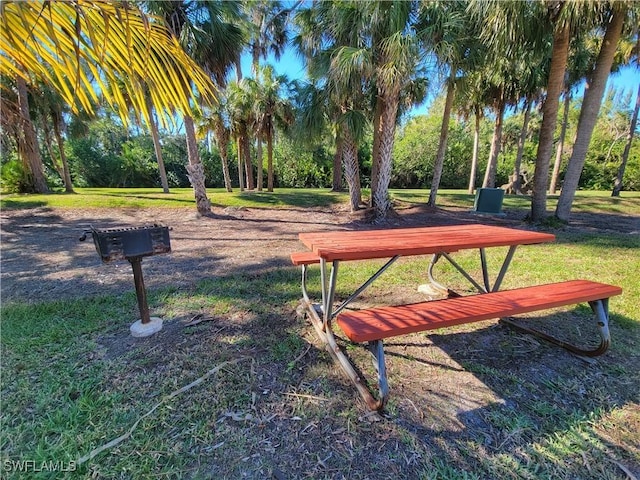 view of property's community with a yard