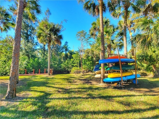 view of jungle gym with a yard