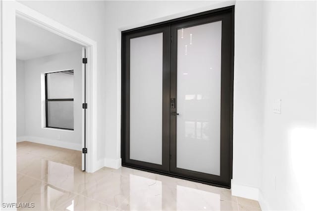 hallway with french doors