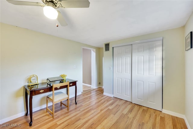 office space featuring light hardwood / wood-style flooring