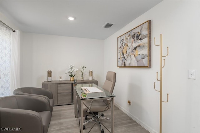 home office featuring light wood-type flooring