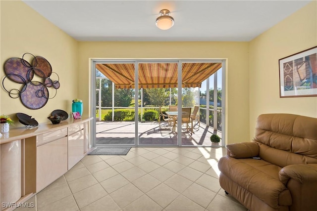 interior space featuring light tile patterned flooring