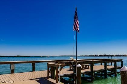 dock area with a water view