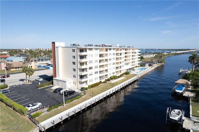 exterior space featuring a water view