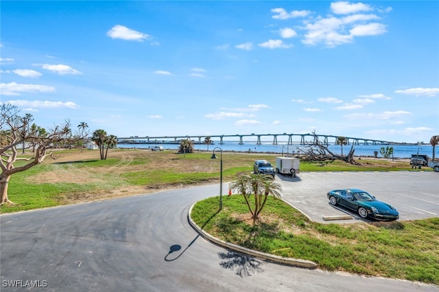 view of street featuring a water view