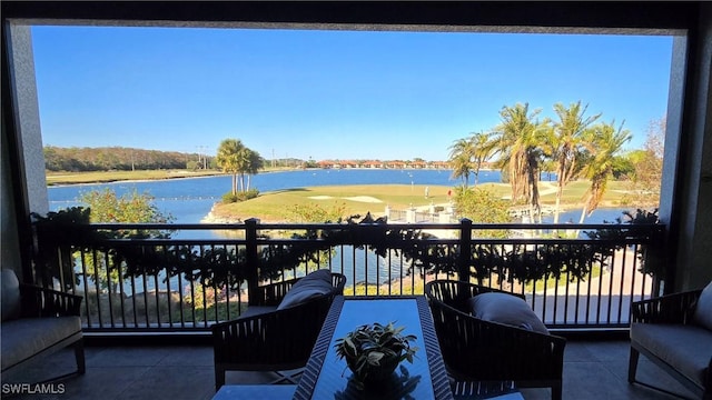 balcony with a water view