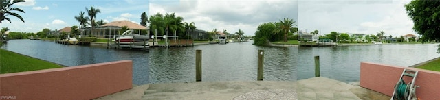 dock area with a water view