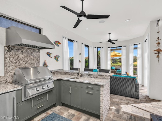 8524 Sevilla Ct, Naples, FL 34114 - view of patio featuring ceiling fan and a sink