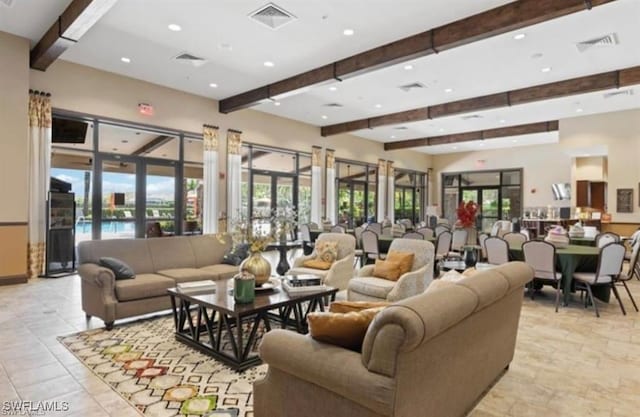 8524 Sevilla Ct, Naples, FL 34114 - community lobby featuring beam ceiling and recessed lighting