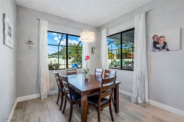 dining area featuring light hardwood / wood-style floors