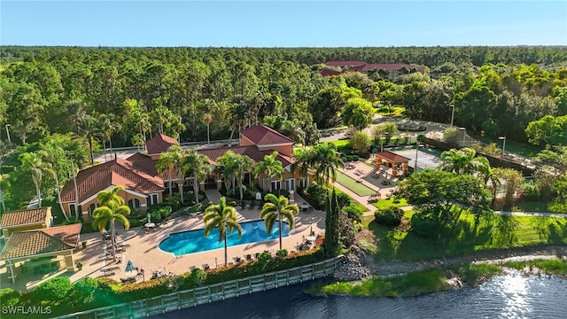 bird's eye view featuring a water view