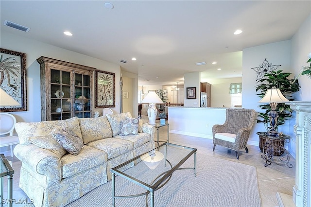 view of tiled living room