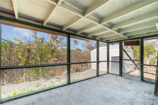 view of unfurnished sunroom