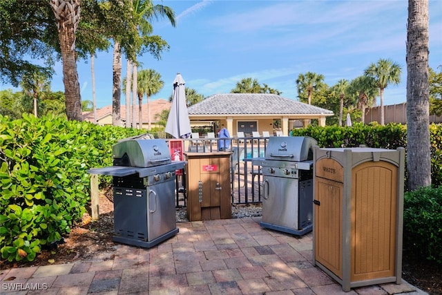 view of patio / terrace with a grill