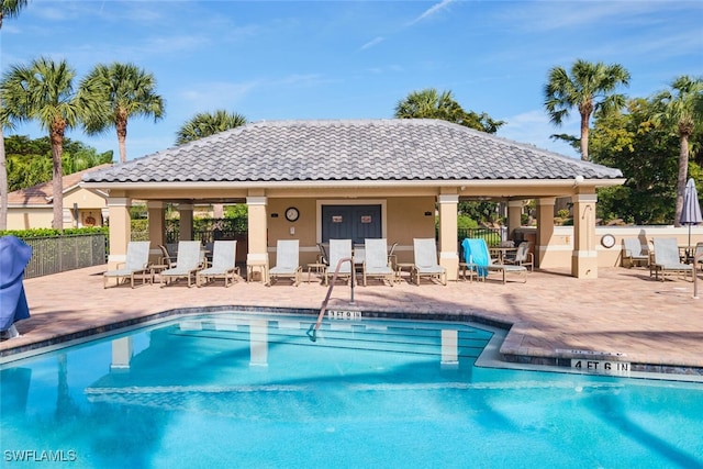 view of pool featuring a patio area