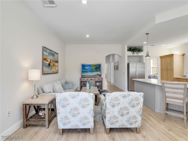 living room featuring light hardwood / wood-style floors