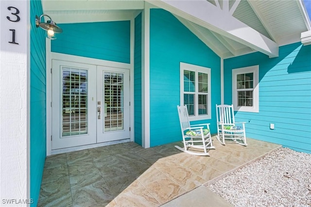 view of exterior entry with french doors