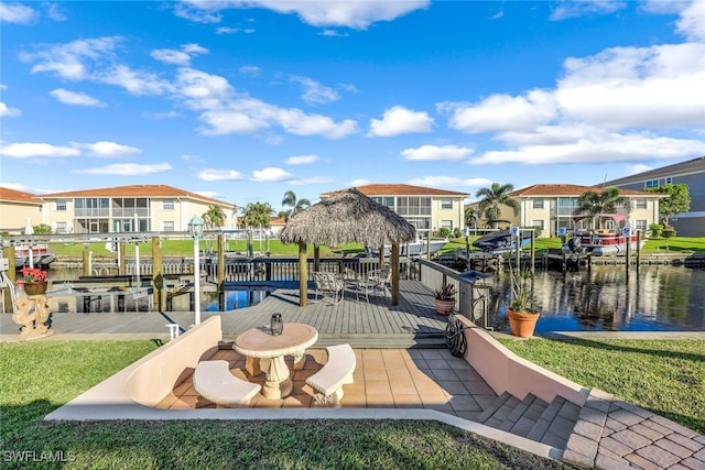 view of dock featuring a water view