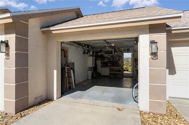 view of garage