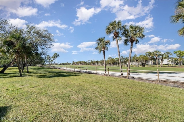 view of property's community featuring a lawn