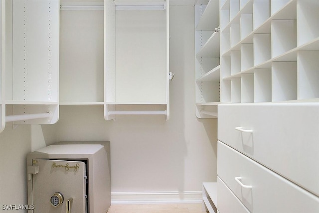 spacious closet with light wood-type flooring