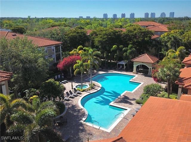 view of pool with a gazebo and a patio area