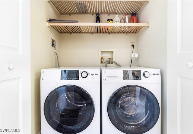 laundry area with washing machine and clothes dryer