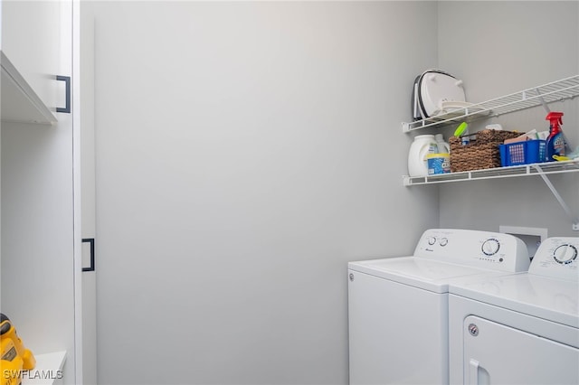 washroom featuring washer and clothes dryer