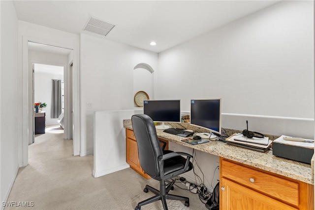 view of carpeted office space