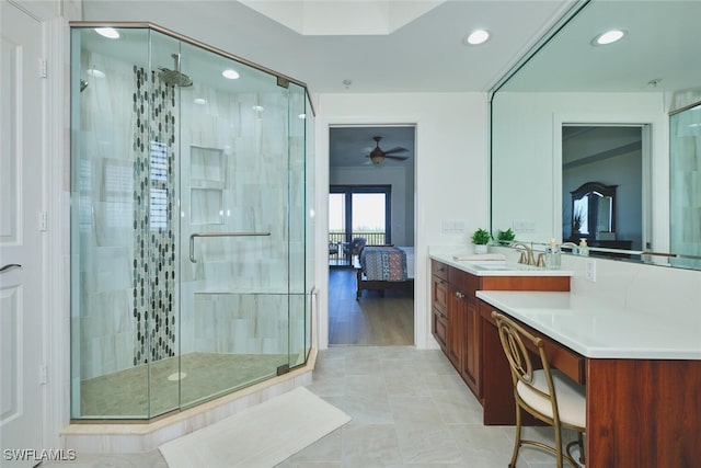 14300 Riva Del Lago Dr Unit 805, Fort Myers, FL 33907 - ensuite bathroom featuring recessed lighting, a stall shower, ensuite bath, and vanity