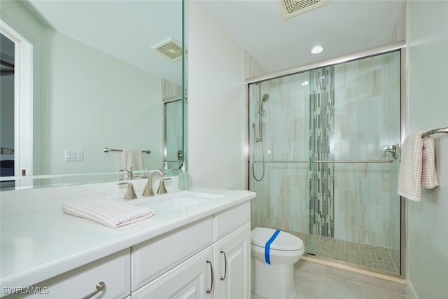 14300 Riva Del Lago Dr Unit 805, Fort Myers, FL 33907 - bathroom featuring toilet, tile patterned floors, visible vents, and a shower stall