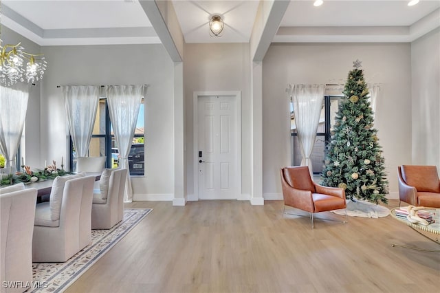 foyer with light hardwood / wood-style floors