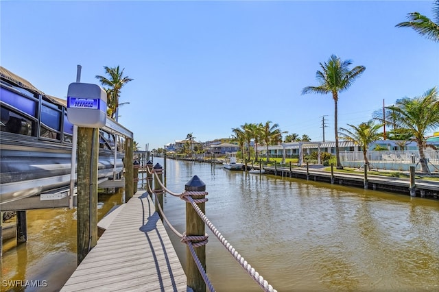 view of dock featuring a water view