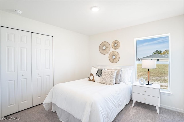 bedroom featuring carpet floors and a closet