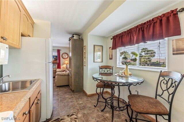 dining room featuring sink