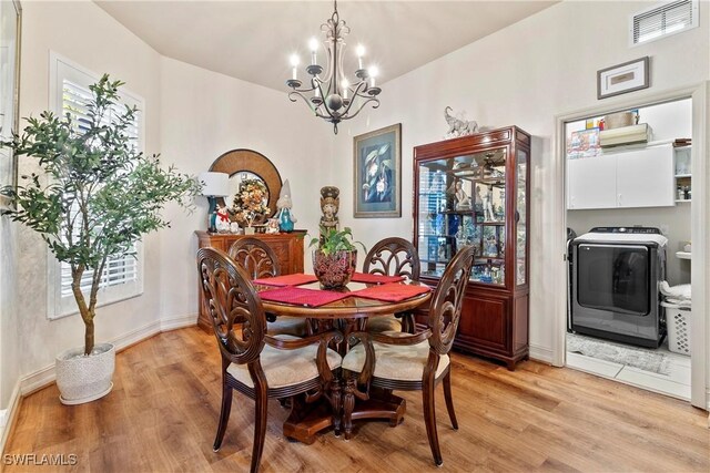 2270 Palo Duro Blvd, North Fort Myers, FL 33917 - dining space featuring a chandelier and light wood-style flooring