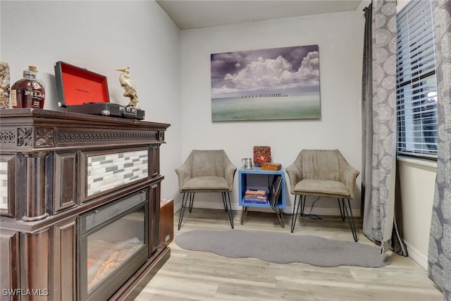 living area featuring light hardwood / wood-style floors