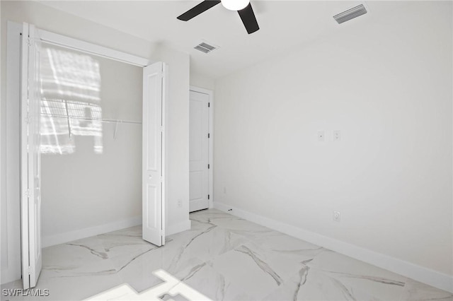 bedroom with a closet and ceiling fan