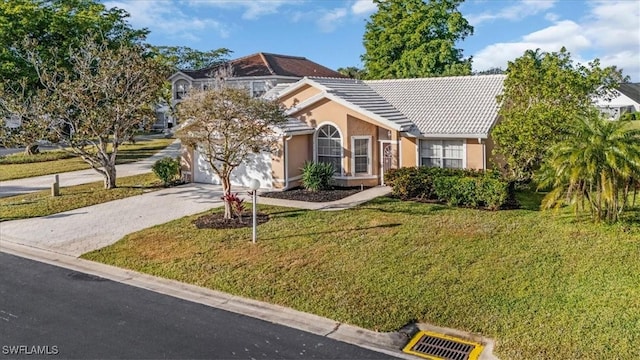 view of front of property with a front lawn