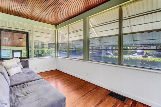 sunroom / solarium with wooden ceiling