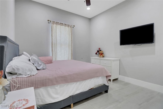 bedroom featuring ceiling fan