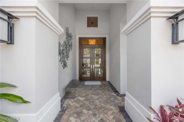 doorway to property featuring french doors