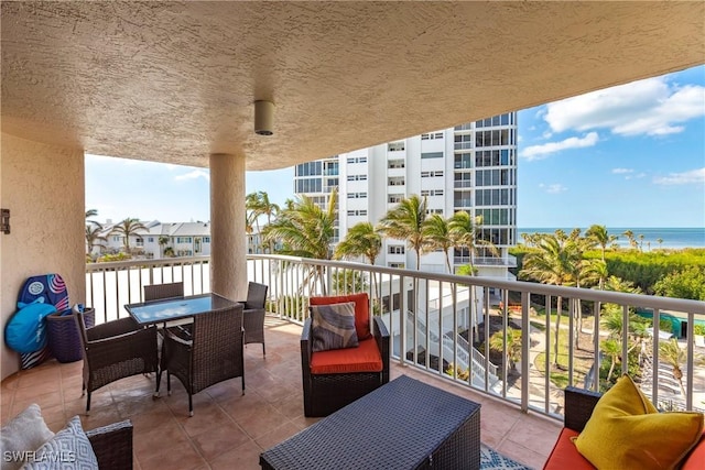 balcony with a water view