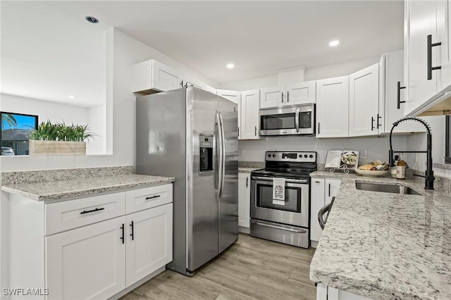 kitchen featuring white cabinets, sink, and stainless steel appliances