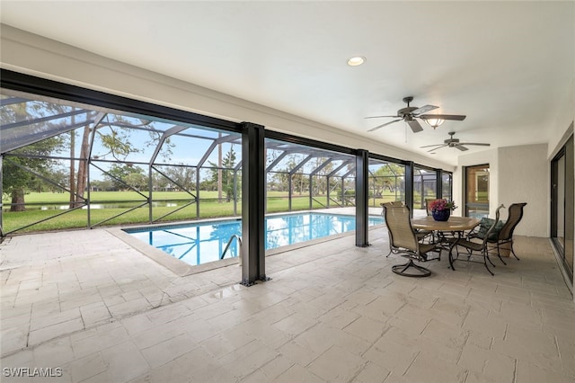 2037 Prince Dr, Naples, FL 34110 - swimming pool with a patio area, a ceiling fan, and a lanai