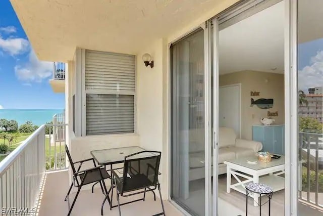 balcony with a water view